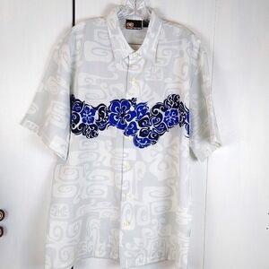 Street Culture- Mens Silky Geometric Pattern Button down Shirt New! Sz.Large